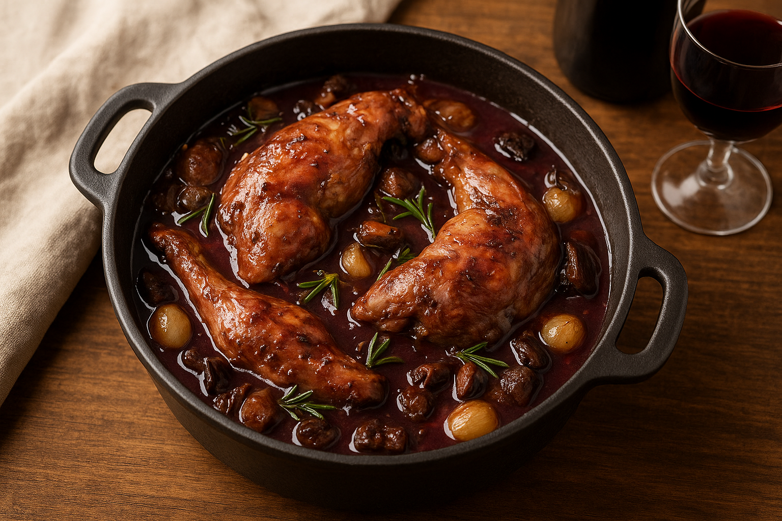 Coelho Ensopado com Vinho