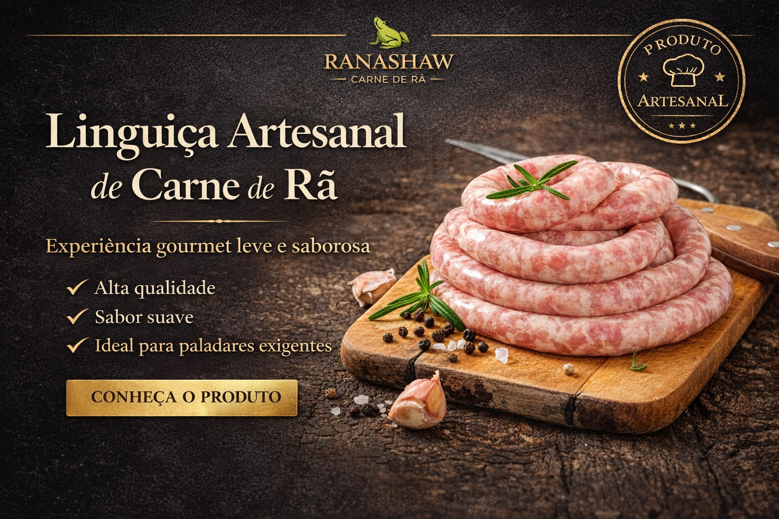 Linguiça de Carne de Rã – Produto Artesanal