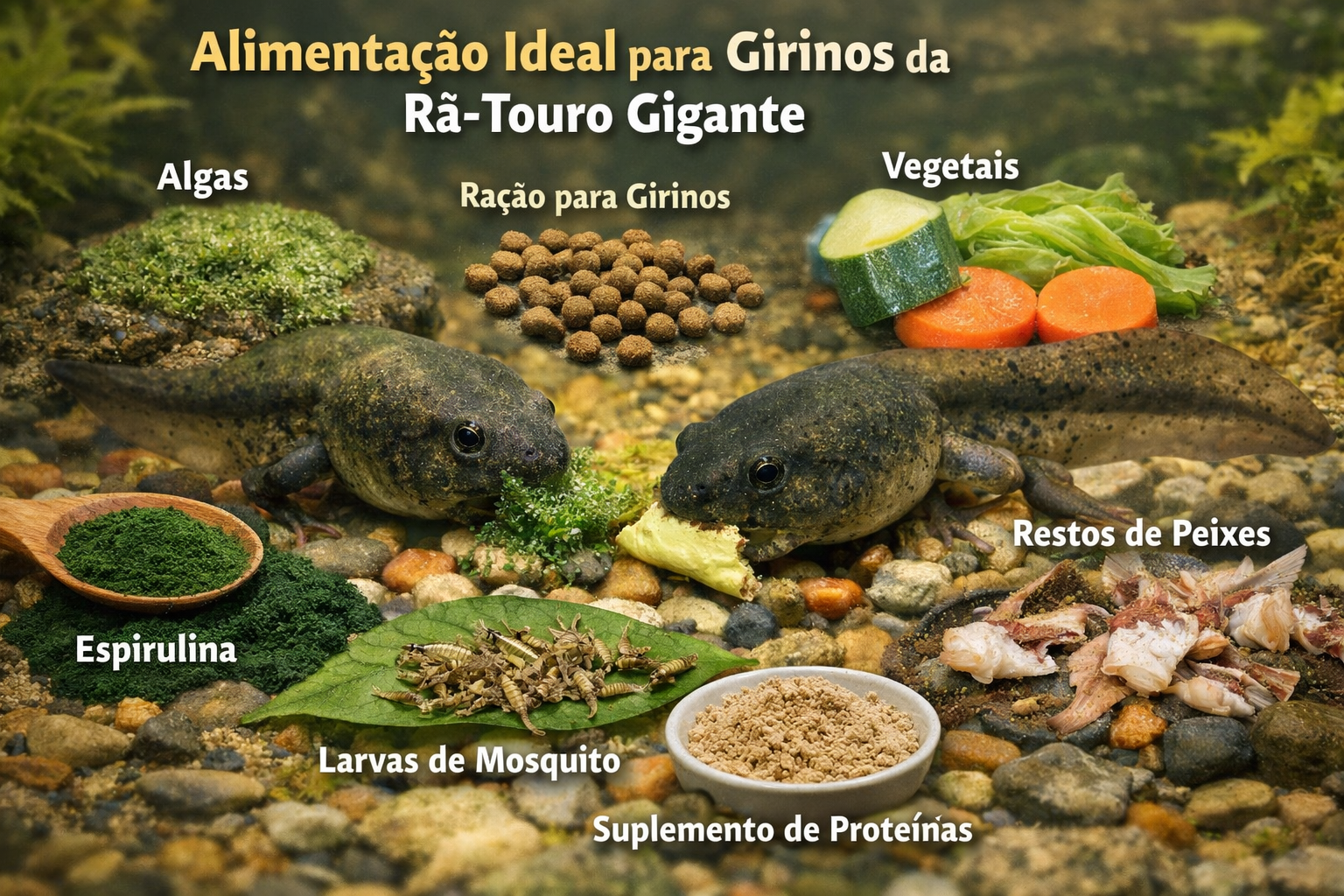 Alimentação Ideal para Girinos da Rã Touro Gigante